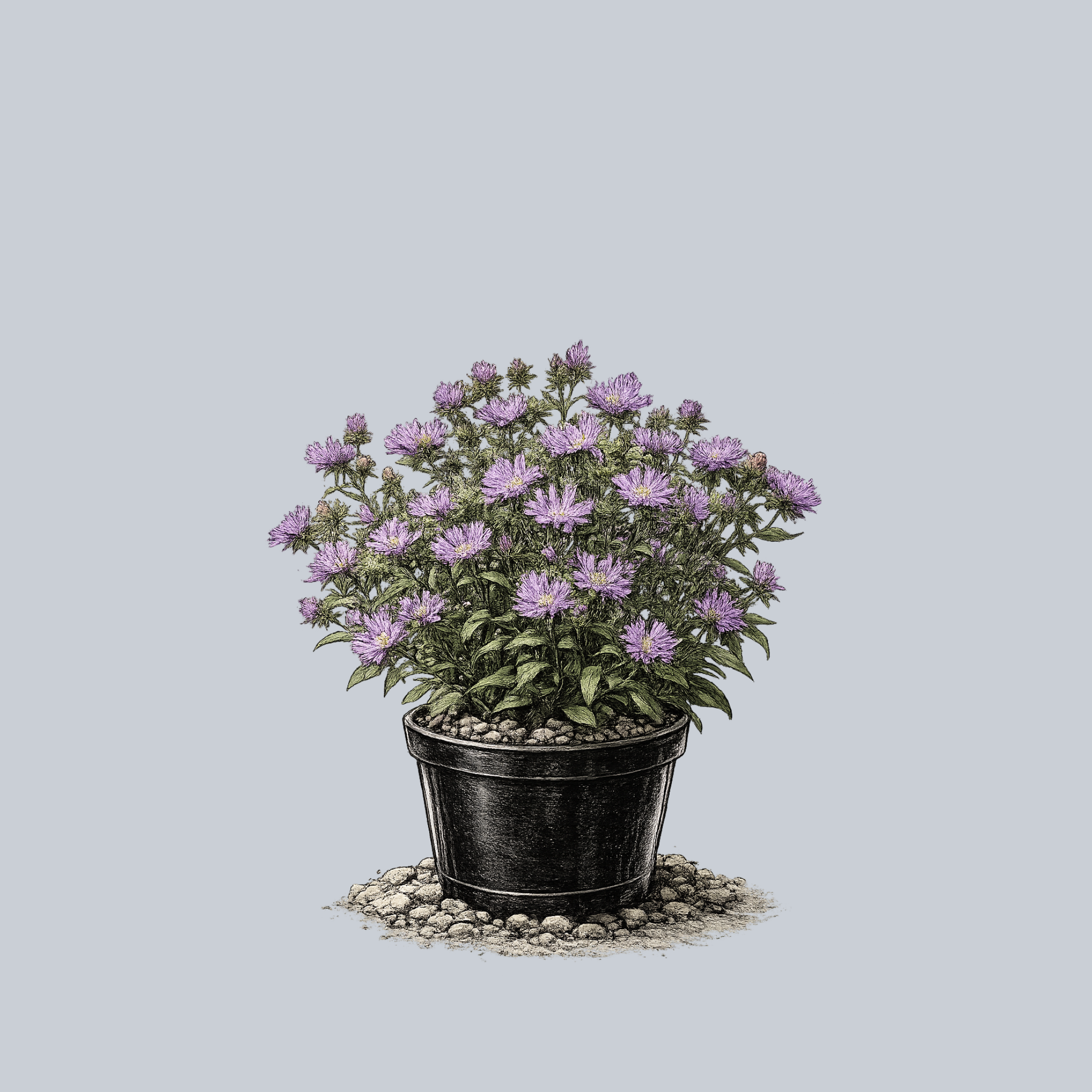 periwinkle with philodendron in same bed Mel's Blue Stokes Aster – Plant Detectives